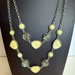 Vintage-Inspired Yellow and Silver Double-Strand Necklace